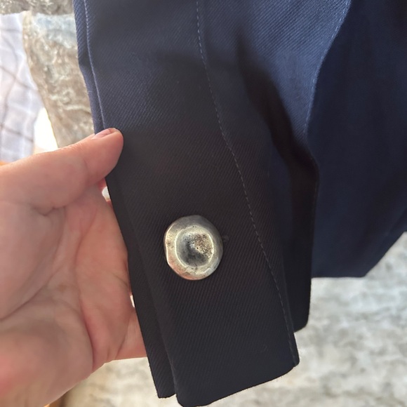 NWT Navy Zara Buttoned Straight Leg Pants, S - Picture 10 of 12